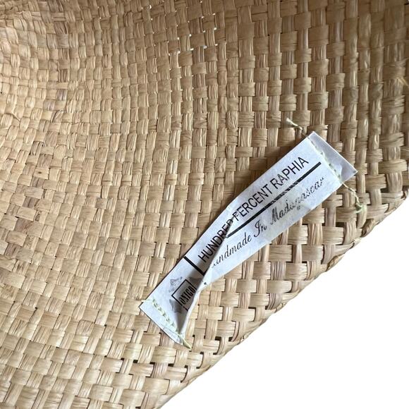 Vintage 100% Raffia Natural Straw Fedora Hat | Handmade in Madagascar - Picture 7 of 9